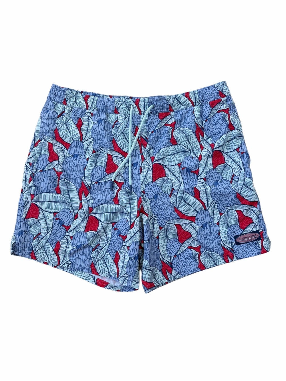 Vineyard Vines Men’s Size Large Banana Leaf Red Print Chappy Swim Trunks